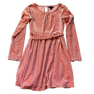 GapKids Pink Velvet Girls Long Sleeve Glitter Polka Dot Dress With Belt M (8)